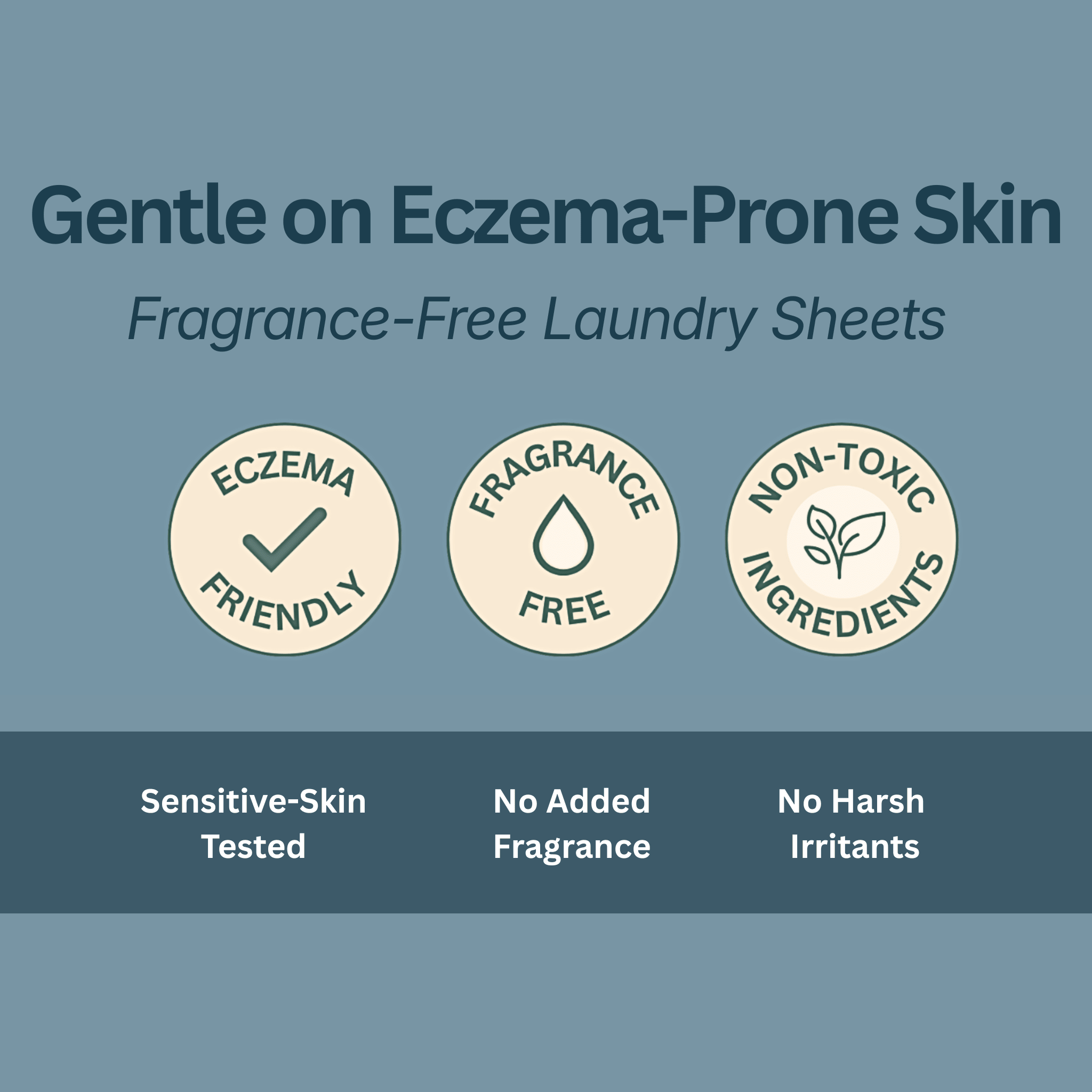 Barekin laundry sheets packaging, fragrance-free and designed for sensitive skin